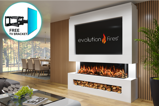 Evolution Fires Package 11 – Pre-Built Media Wall with Electric Fireplace