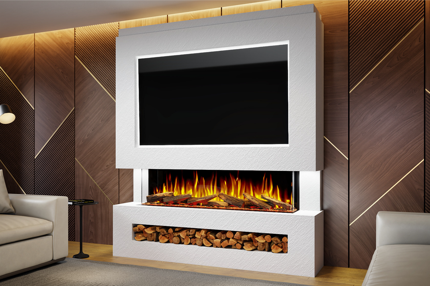 Evolution Fires Package 11 – Pre-Built Media Wall with Electric Fireplace