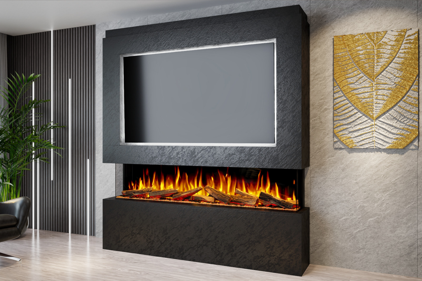 Evolution Fires - Pre-Built Media Wall Package 12 including Electric Fire
