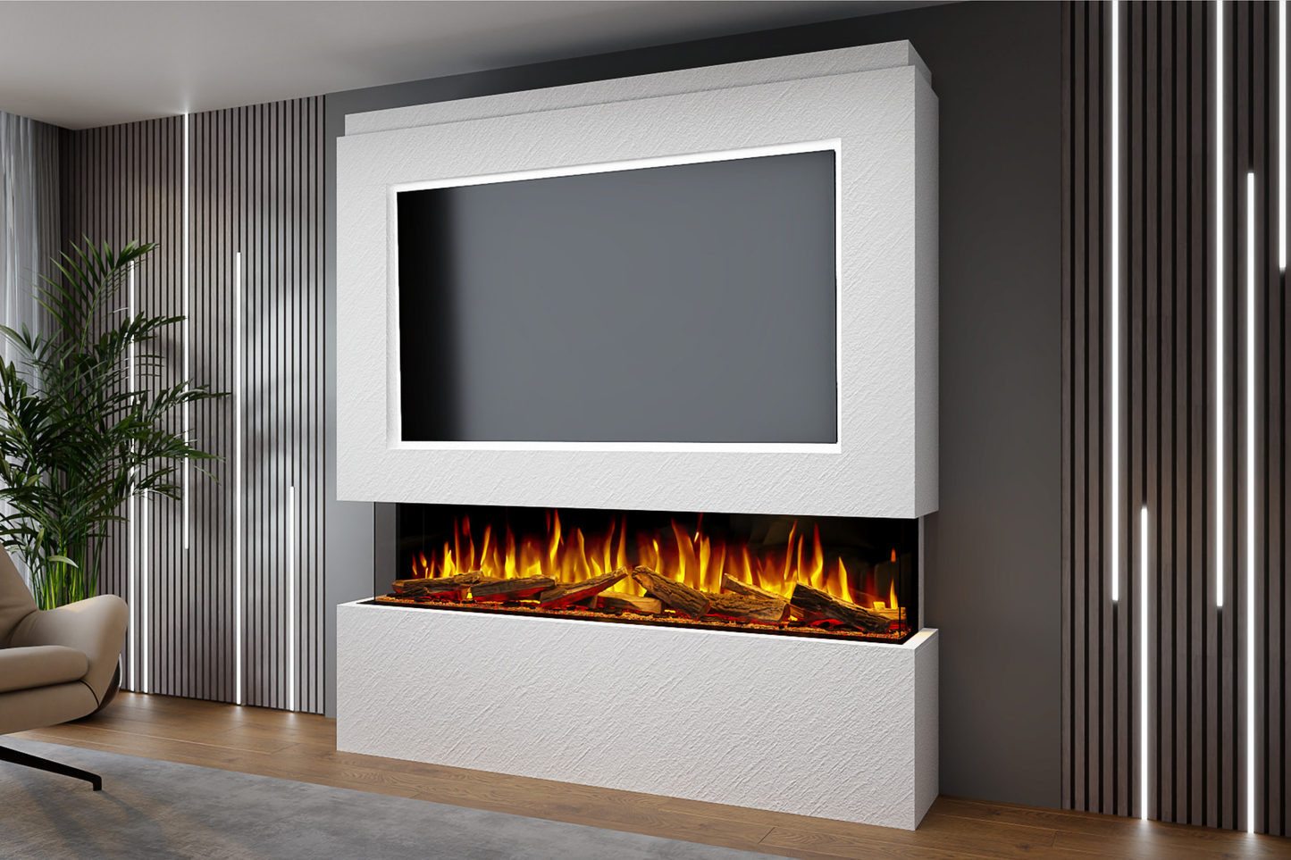 Evolution Fires - Pre-Built Media Wall Package 12 including Electric Fire