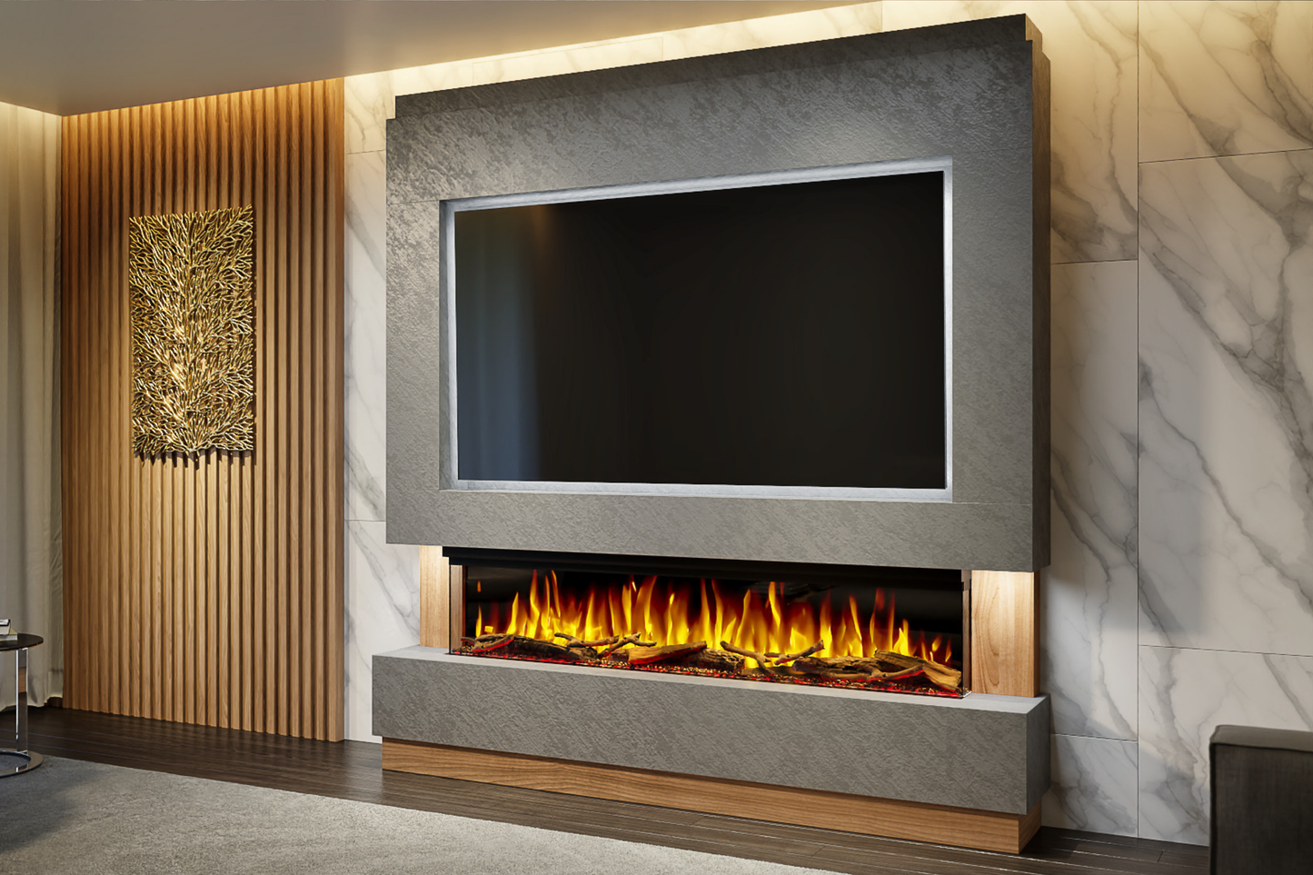 Evolution Fires - Pre-Built Media Wall Package 13 including Electric Fire