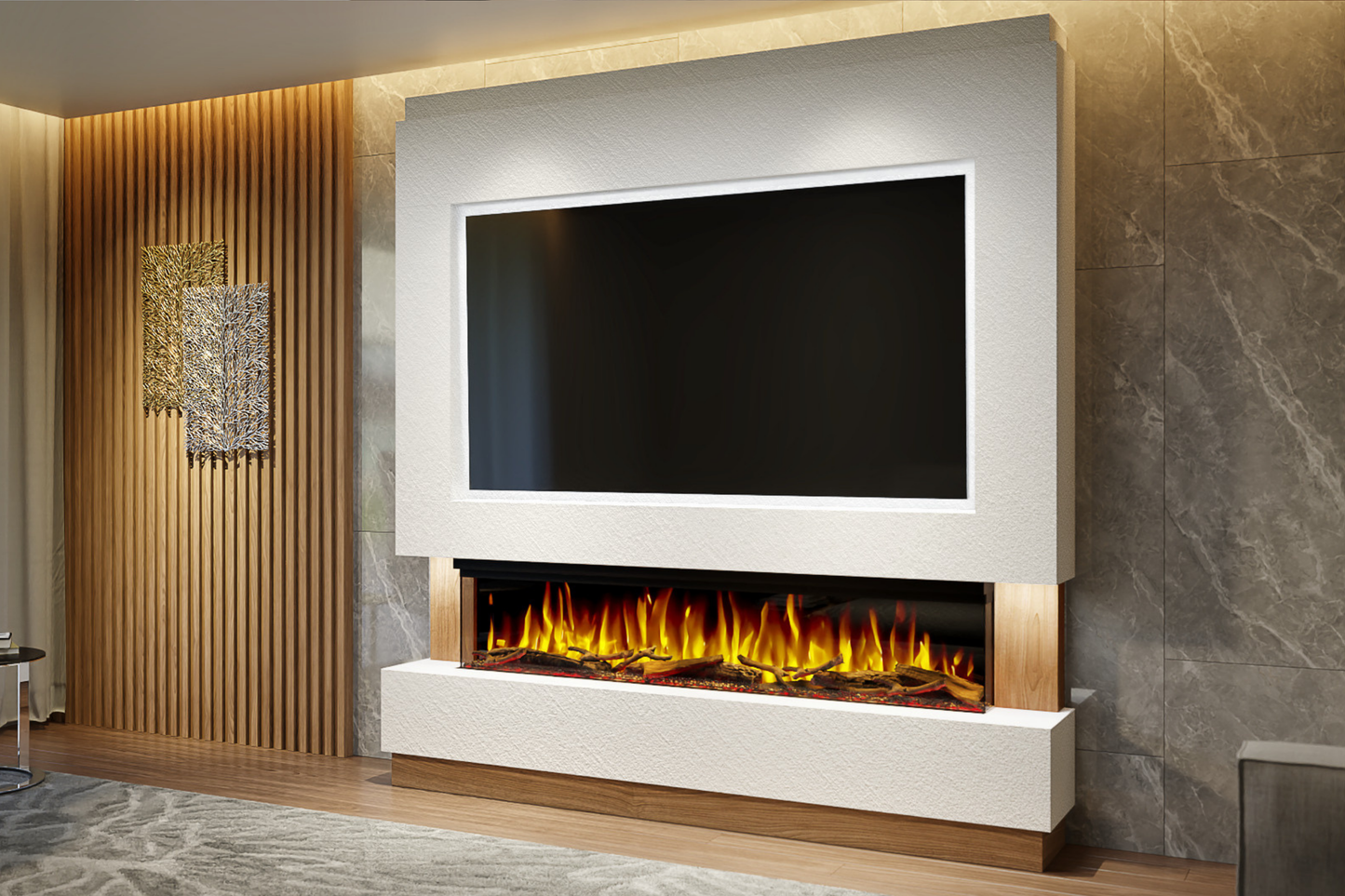 Evolution Fires - Pre-Built Media Wall Package 13 including Electric Fire