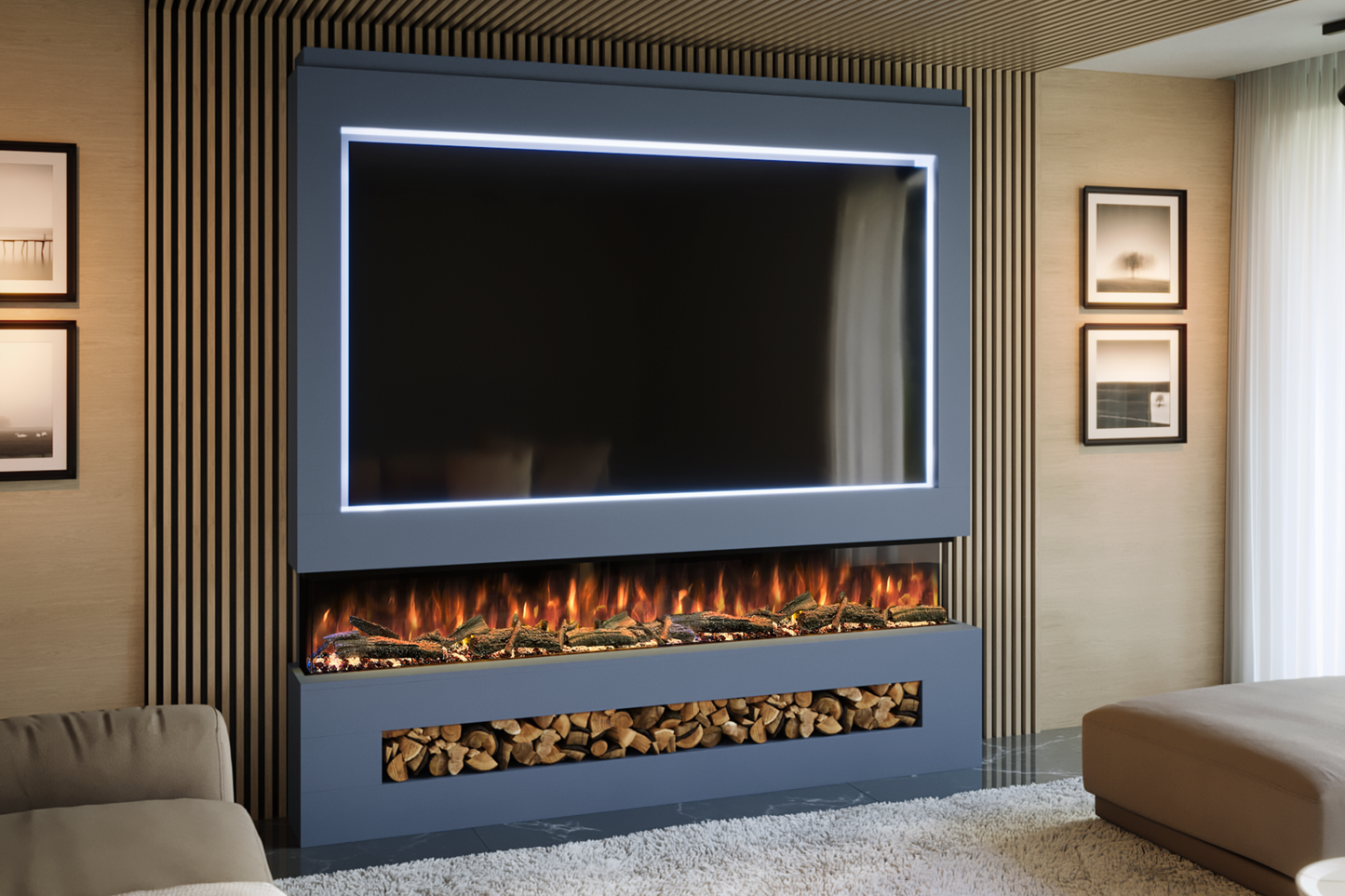 Evolution Fires - Pre-Built Media Wall Package 16 including Electric Fire