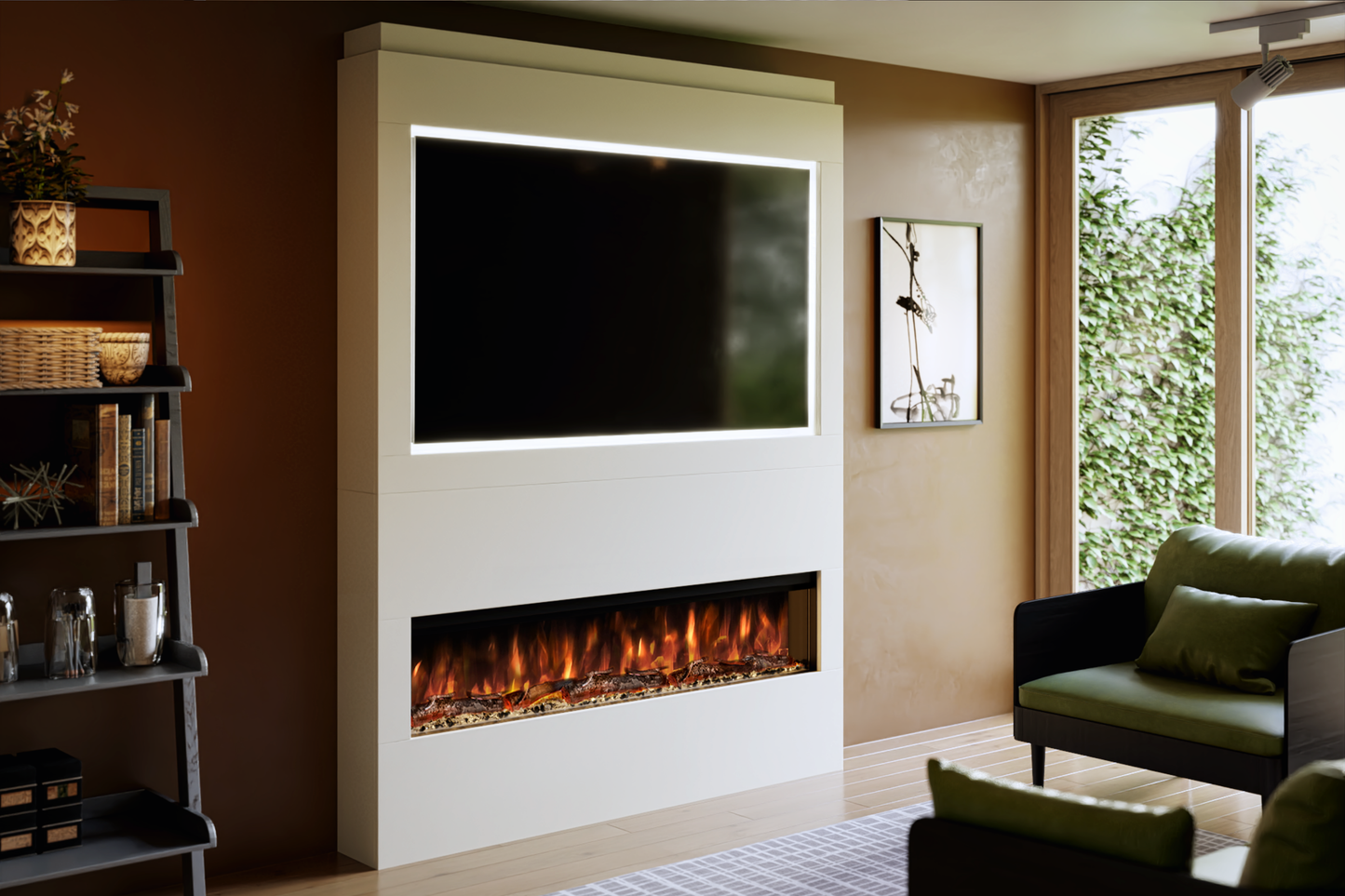 Evolution Fires - Pre-Built Media Wall Package 17 including Electric Fire