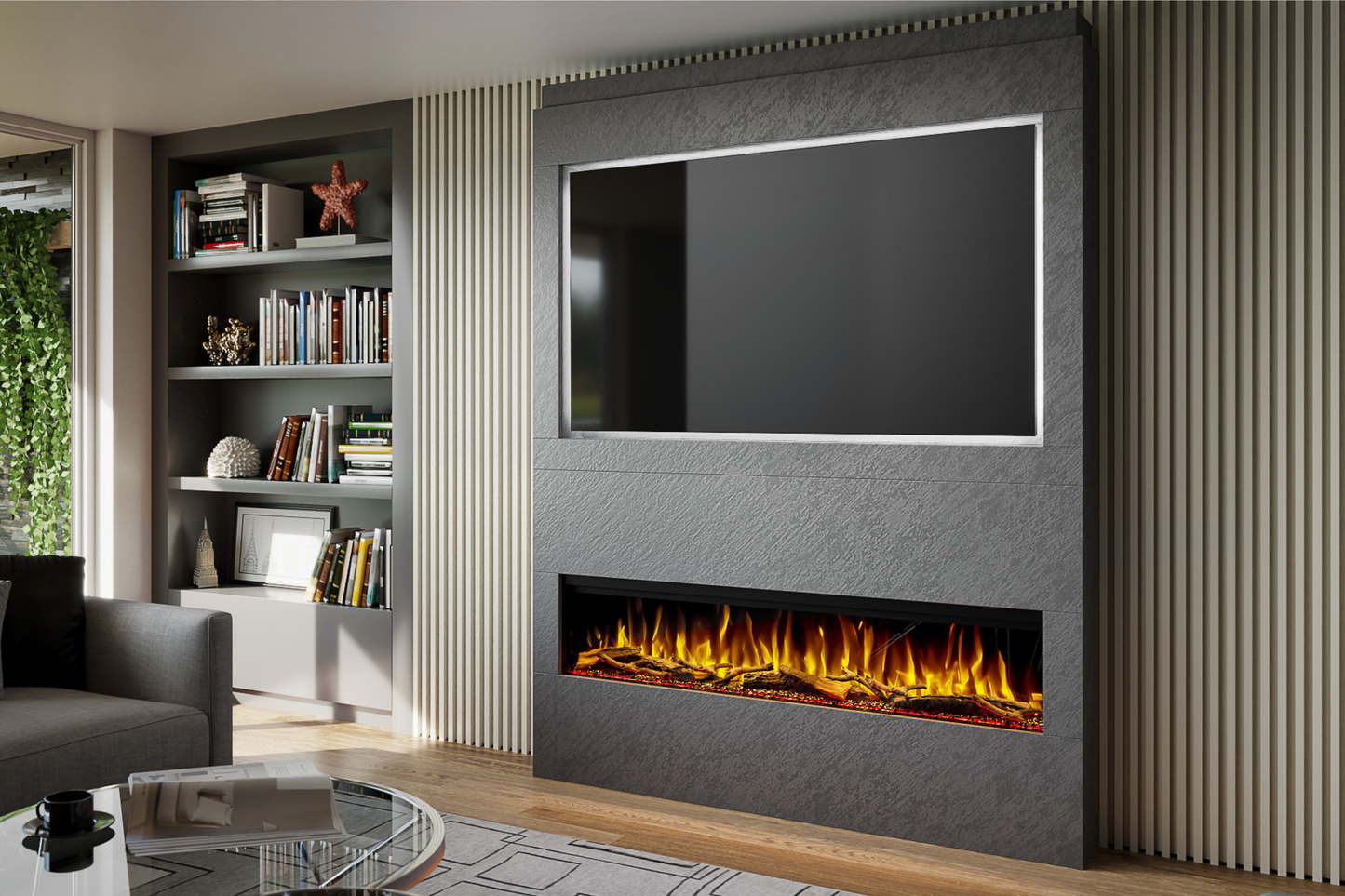 Evolution Fires - Pre-Built Media Wall Package 17 including Electric Fire