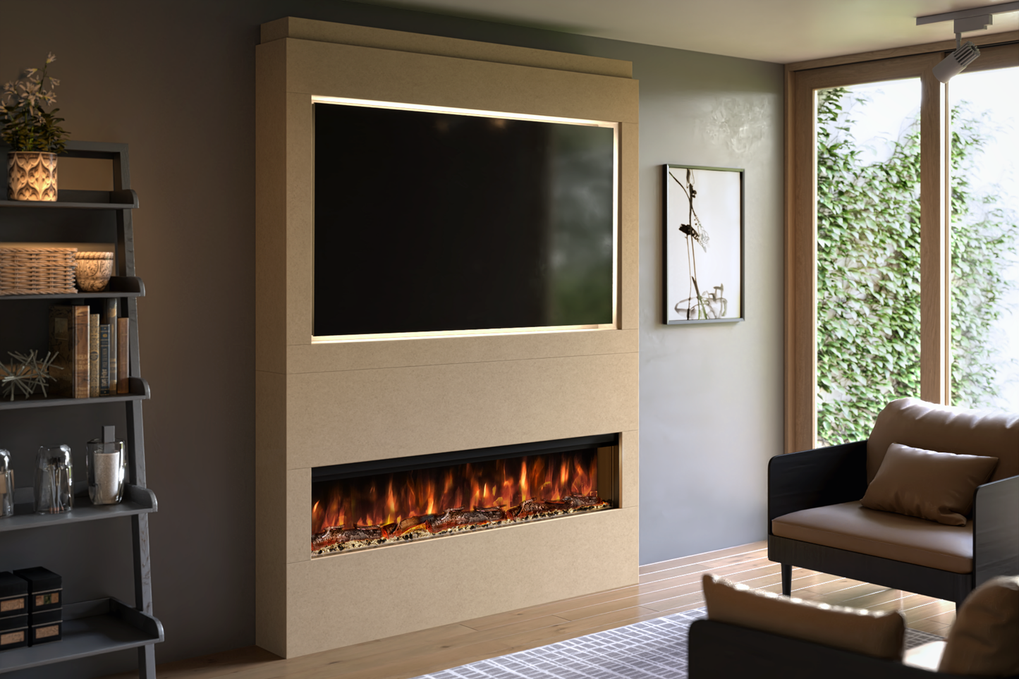 Evolution Fires - Pre-Built Media Wall Package 17 including Electric Fire