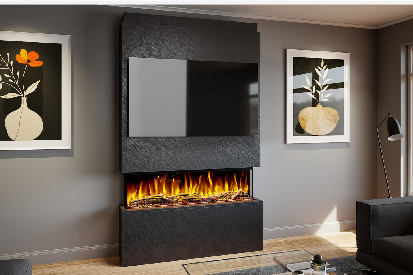 Evolution Fires - Pre-Built Media Wall Package 18 including Electric Fire
