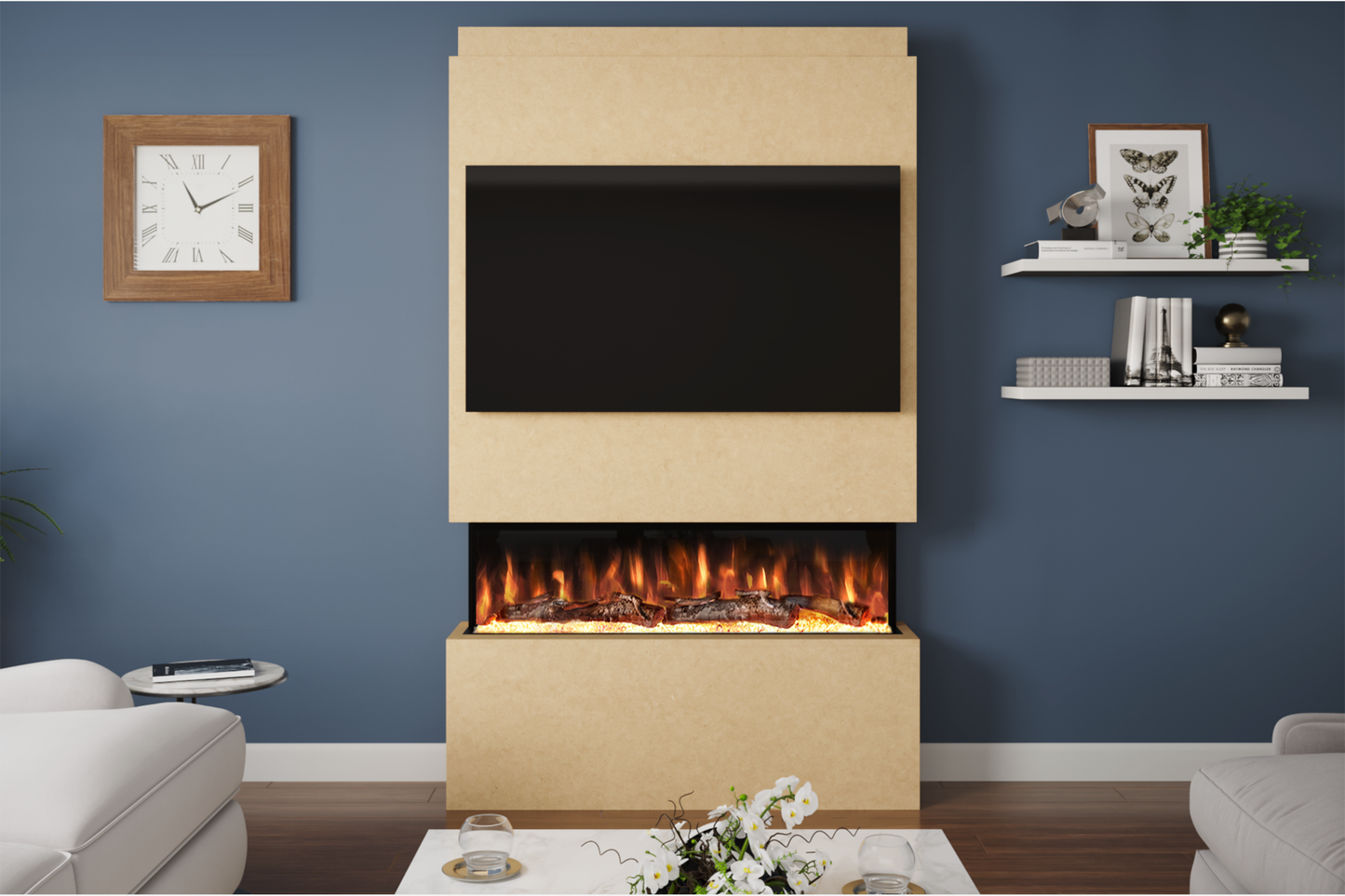 Evolution Fires - Pre-Built Media Wall Package 18 including Electric Fire