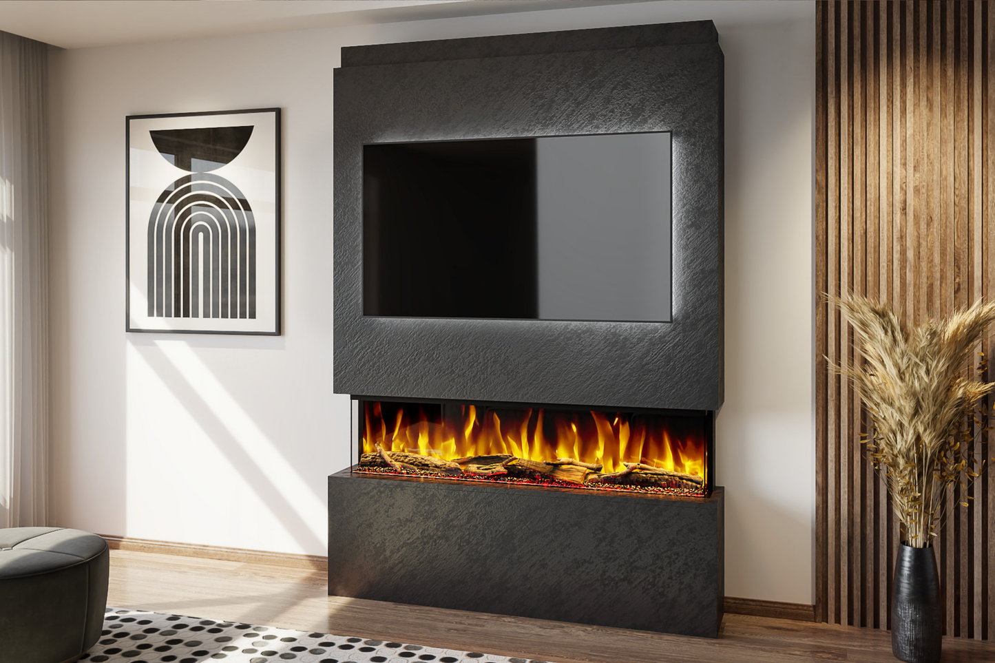 Evolution Fires - Pre-Built Media Wall Package 19 including Electric Fire