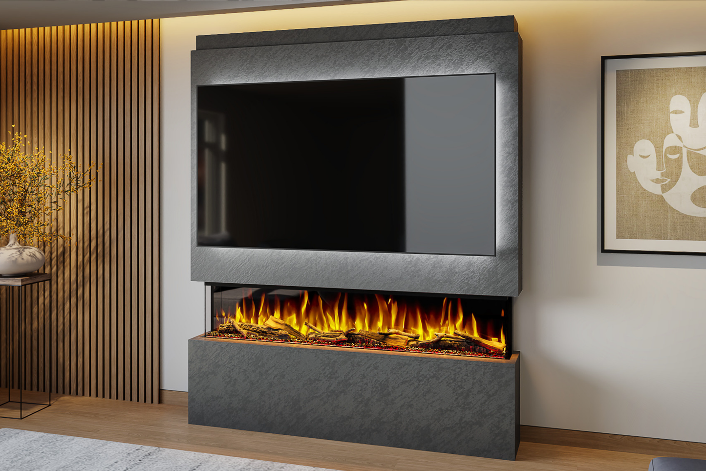 Evolution Fires - Pre-Built Media Wall Package 20 including Electric Fire