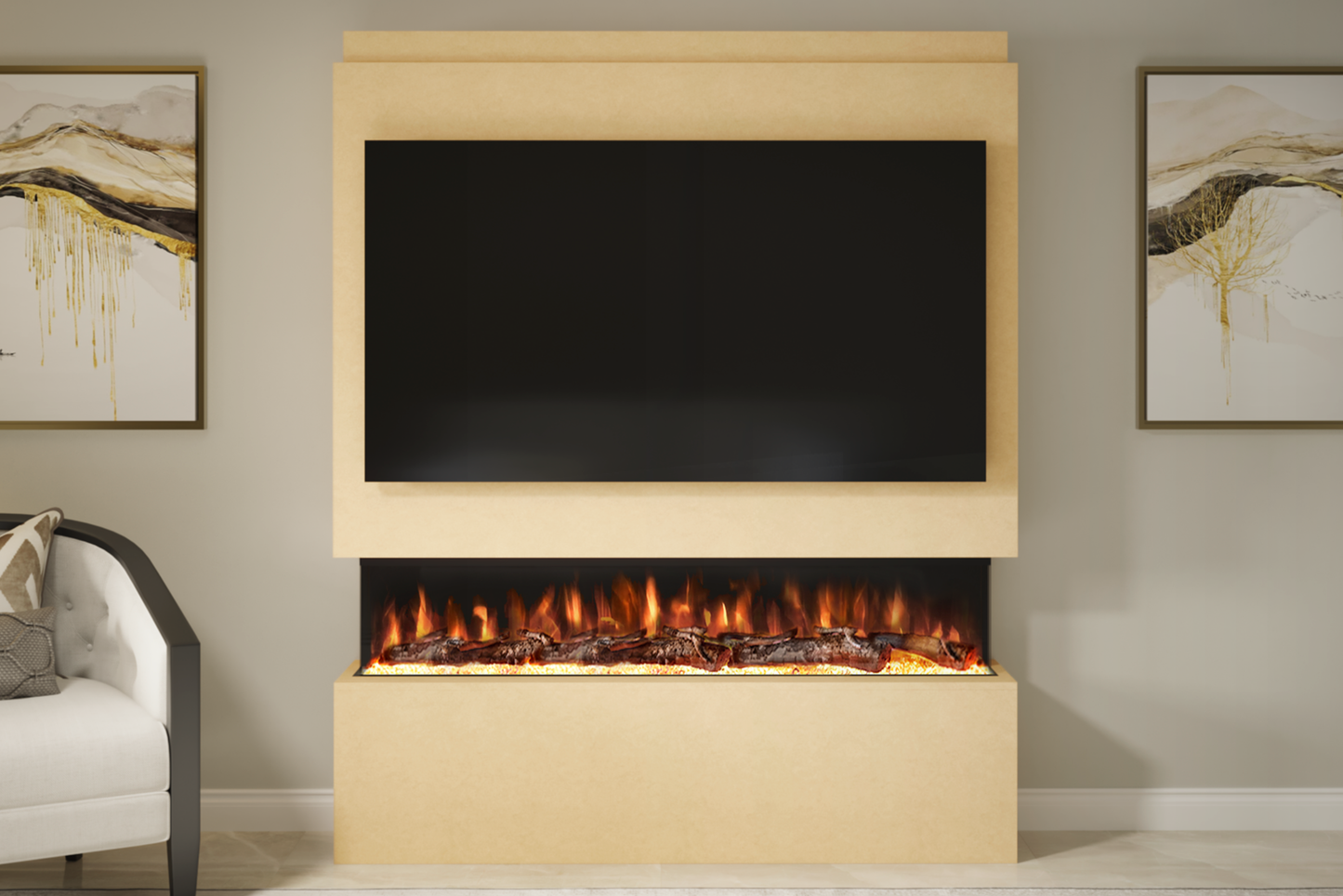Evolution Fires - Pre-Built Media Wall Package 20 including Electric Fire