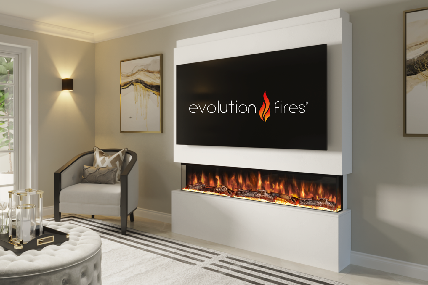Evolution Fires - Pre-Built Media Wall Package 20 including Electric Fire