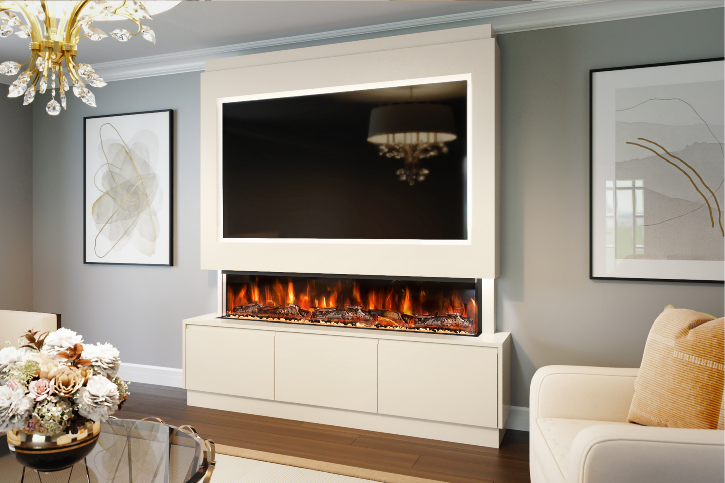 Evolution Fires - Pre-Built Media Wall Package 21 including Electric Fire