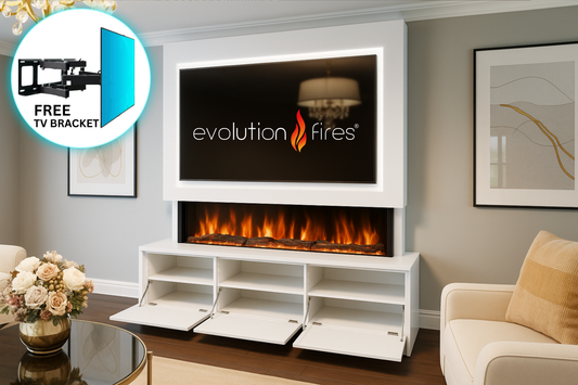 Evolution Fires - Pre-Built Media Wall Package 21 including Electric Fire