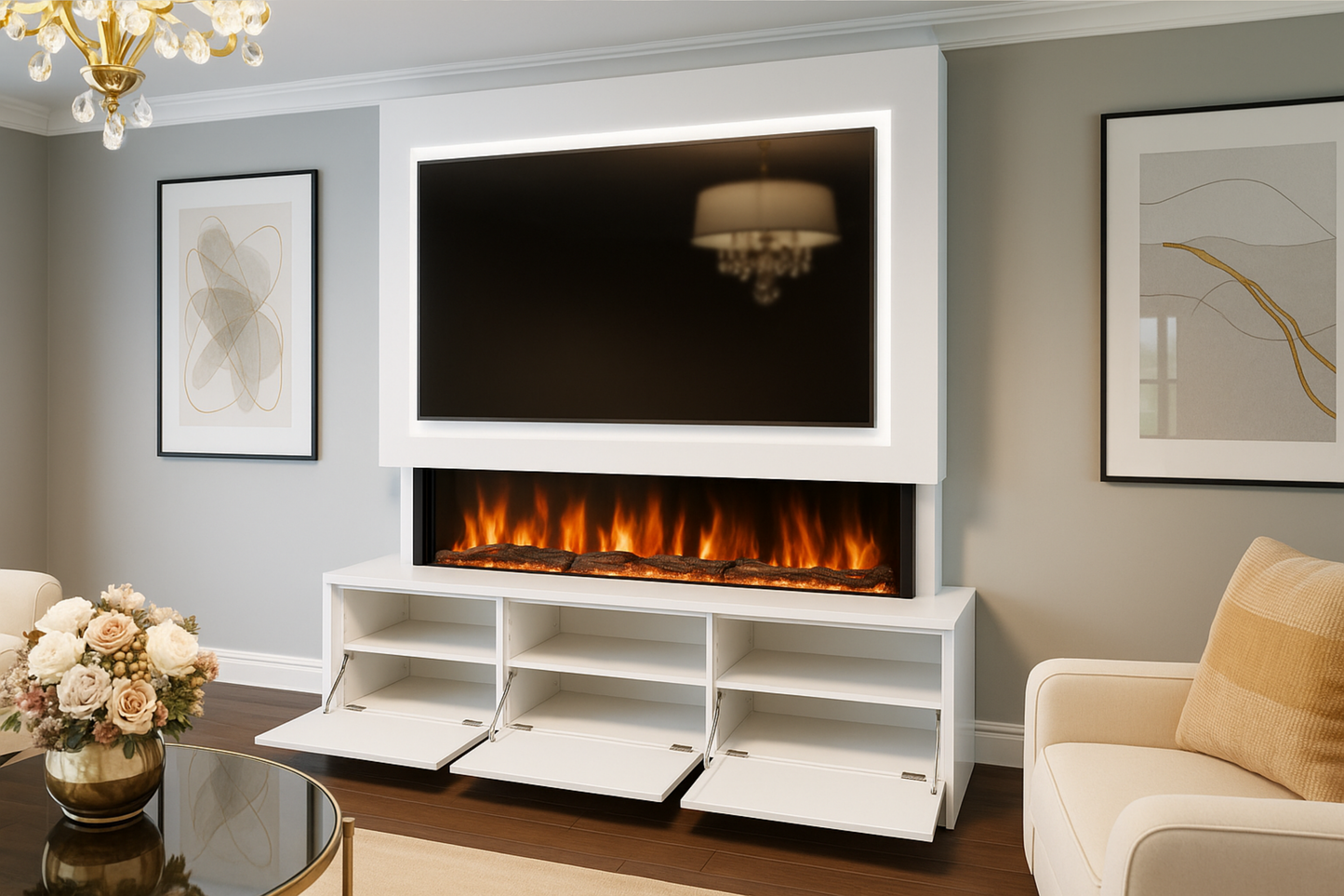 Evolution Fires - Pre-Built Media Wall Package 21 including Electric Fire