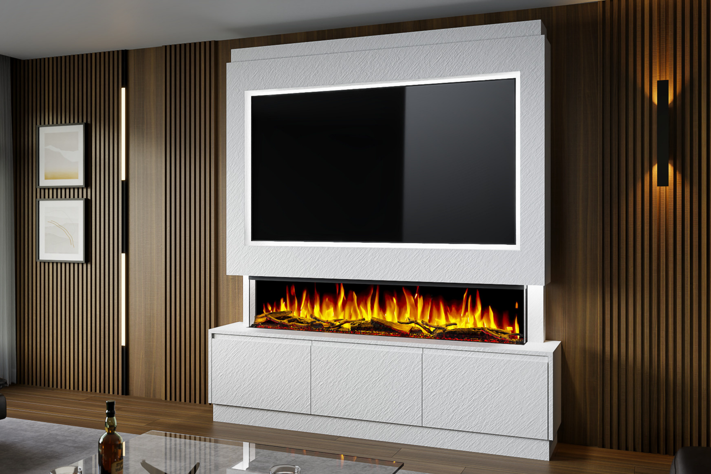 Evolution Fires - Pre-Built Media Wall Package 21 including Electric Fire
