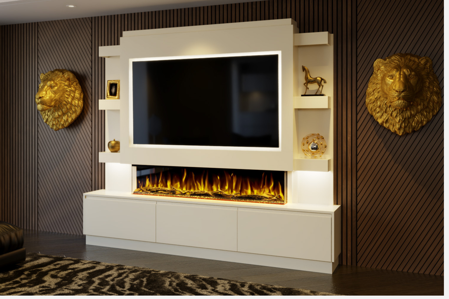 Evolution Fires - Pre-Built Media Wall Package 22 including Electric Fire