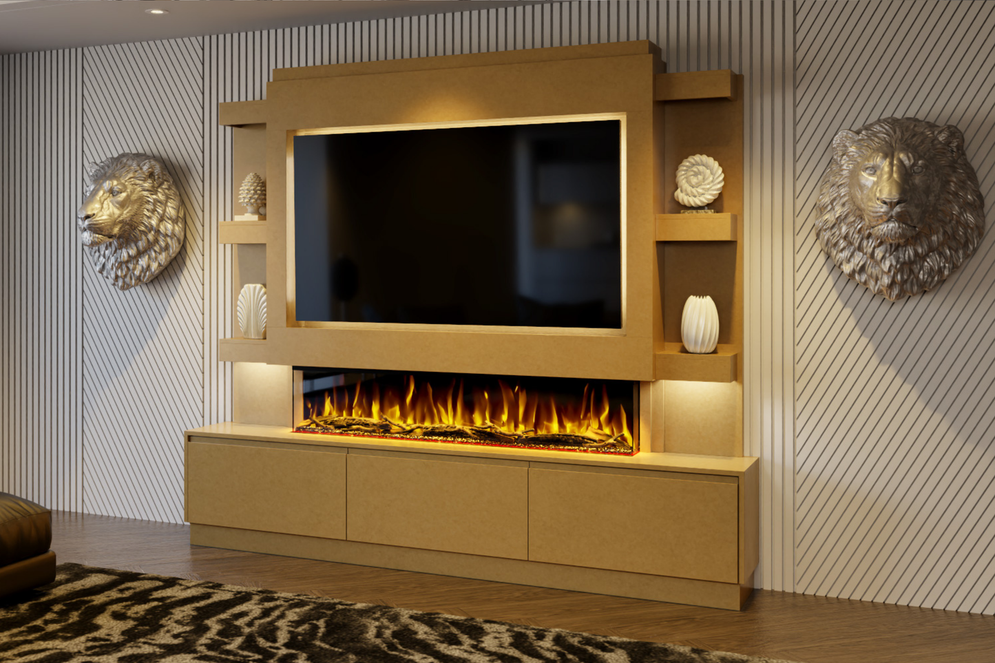 Evolution Fires - Pre-Built Media Wall Package 22 including Electric Fire