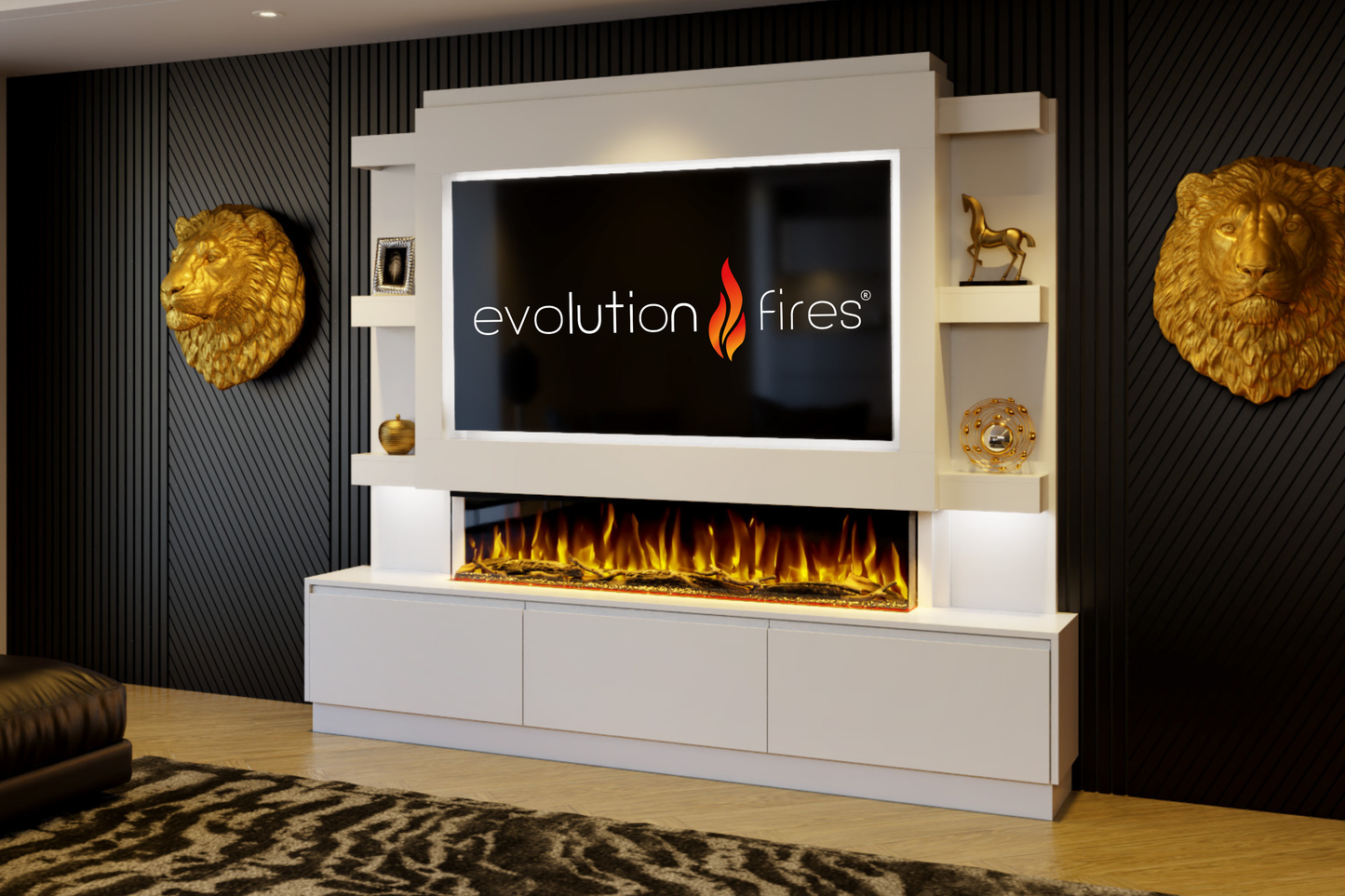 Evolution Fires - Pre-Built Media Wall Package 22 including Electric Fire
