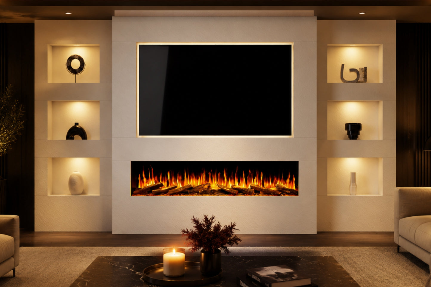 Evolution Fires - Pre-Built Media Wall Package 25 including Electric Fire