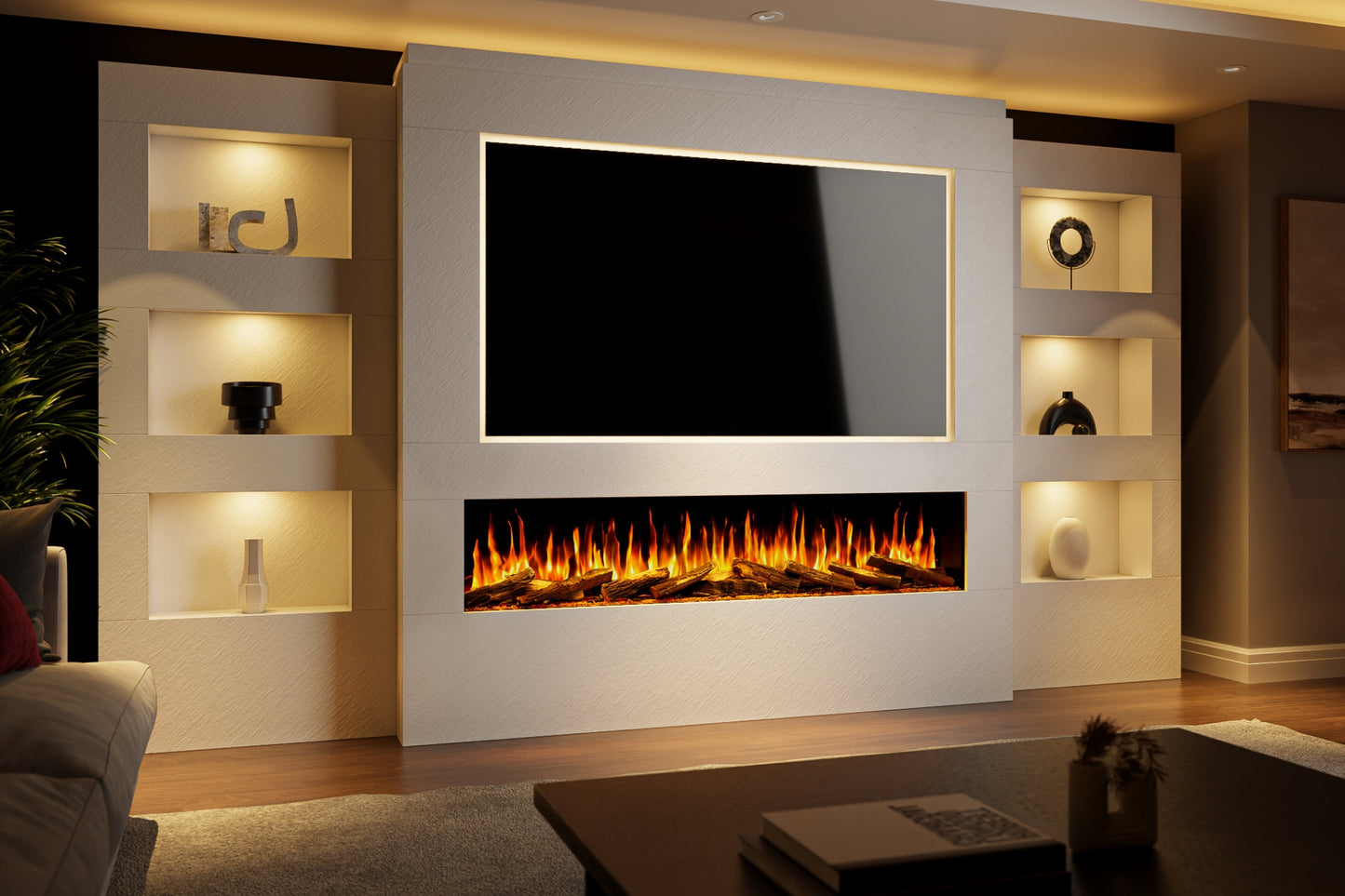 Evolution Fires - Pre-Built Media Wall Package 25 including Electric Fire