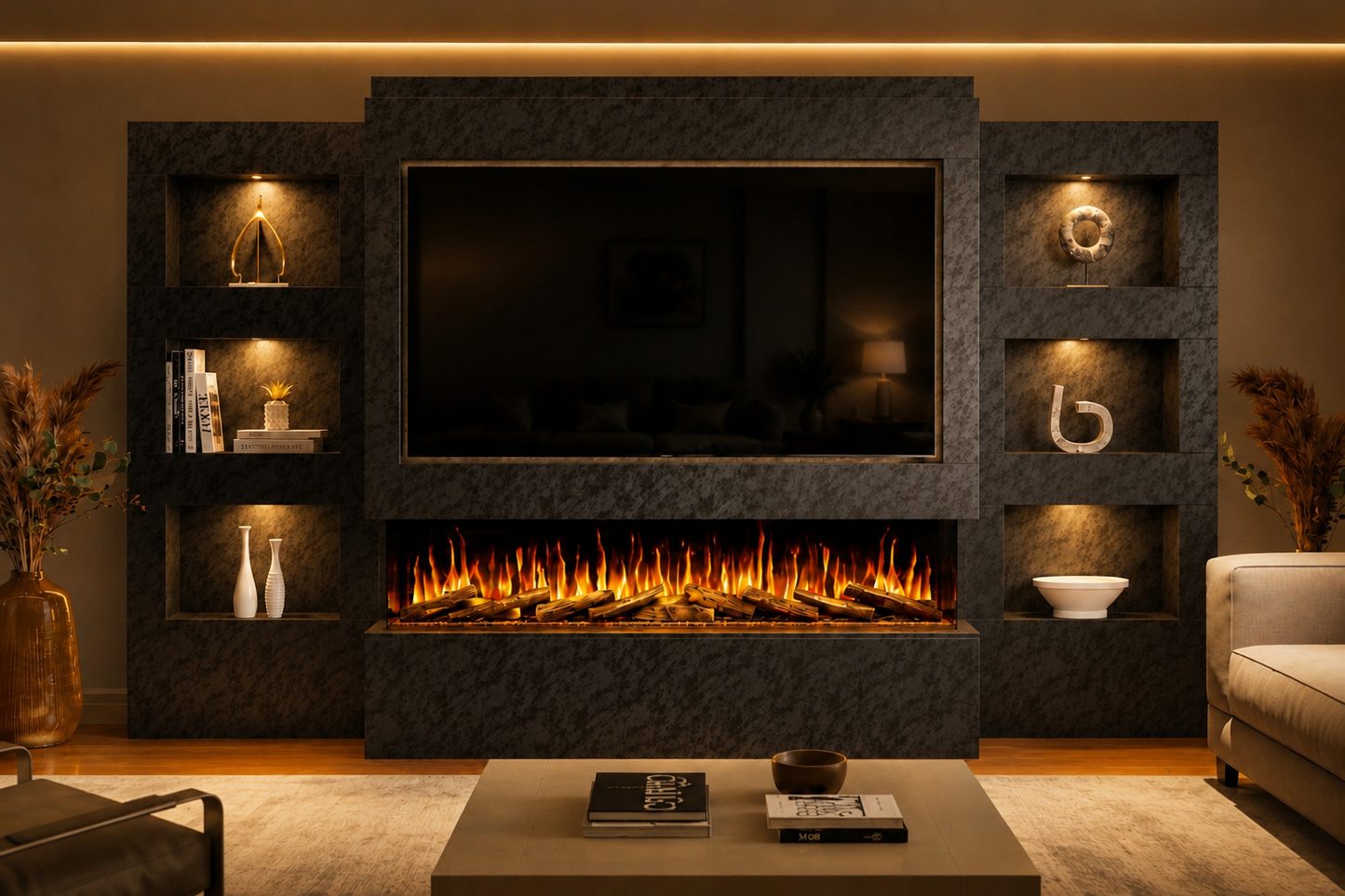 Evolution Fires - Pre-Built Media Wall Package 26 including Electric Fire