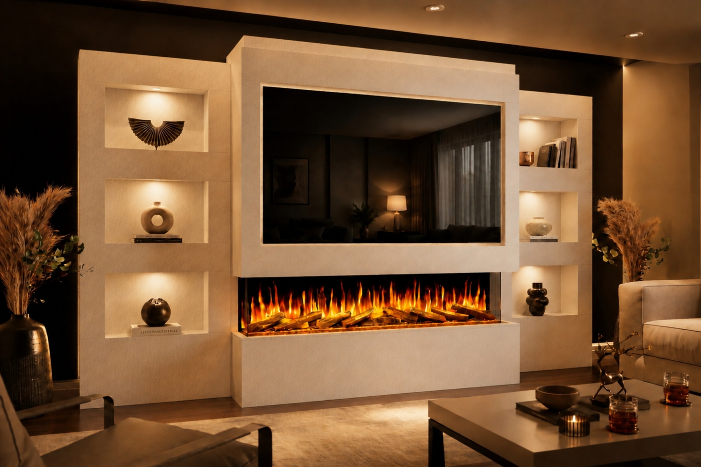 Evolution Fires - Pre-Built Media Wall Package 26 including Electric Fire