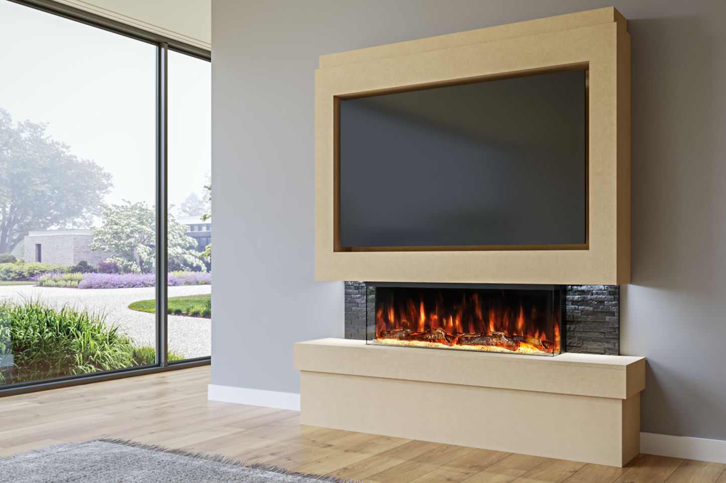 Evolution Fires Package 2 – Pre-Built Media Wall with Electric Fireplace