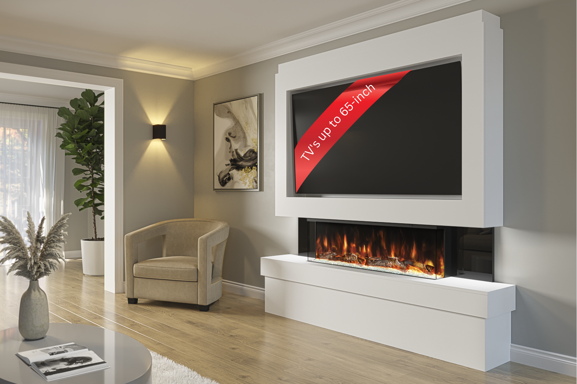 Evolution Fires Package 2 – Pre-Built Media Wall with Electric Fireplace