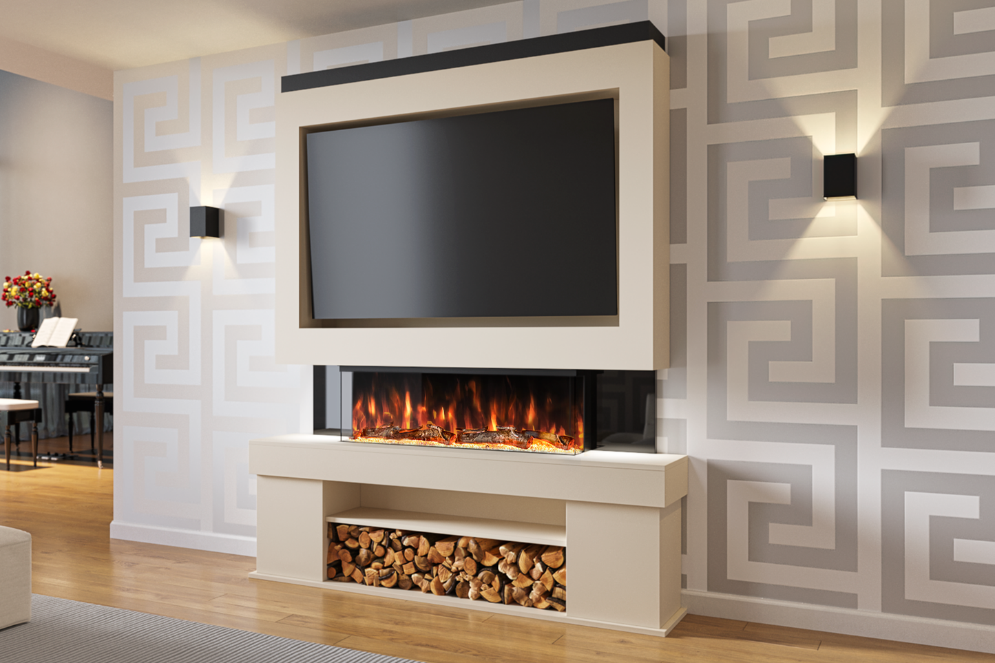 Evolution Fires Package 3 – Pre-Built Media Wall with Electric Fireplace