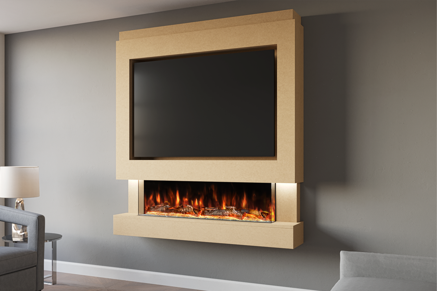 Evolution Fires Package 4 – Pre-Built Media Wall with Electric Fireplace