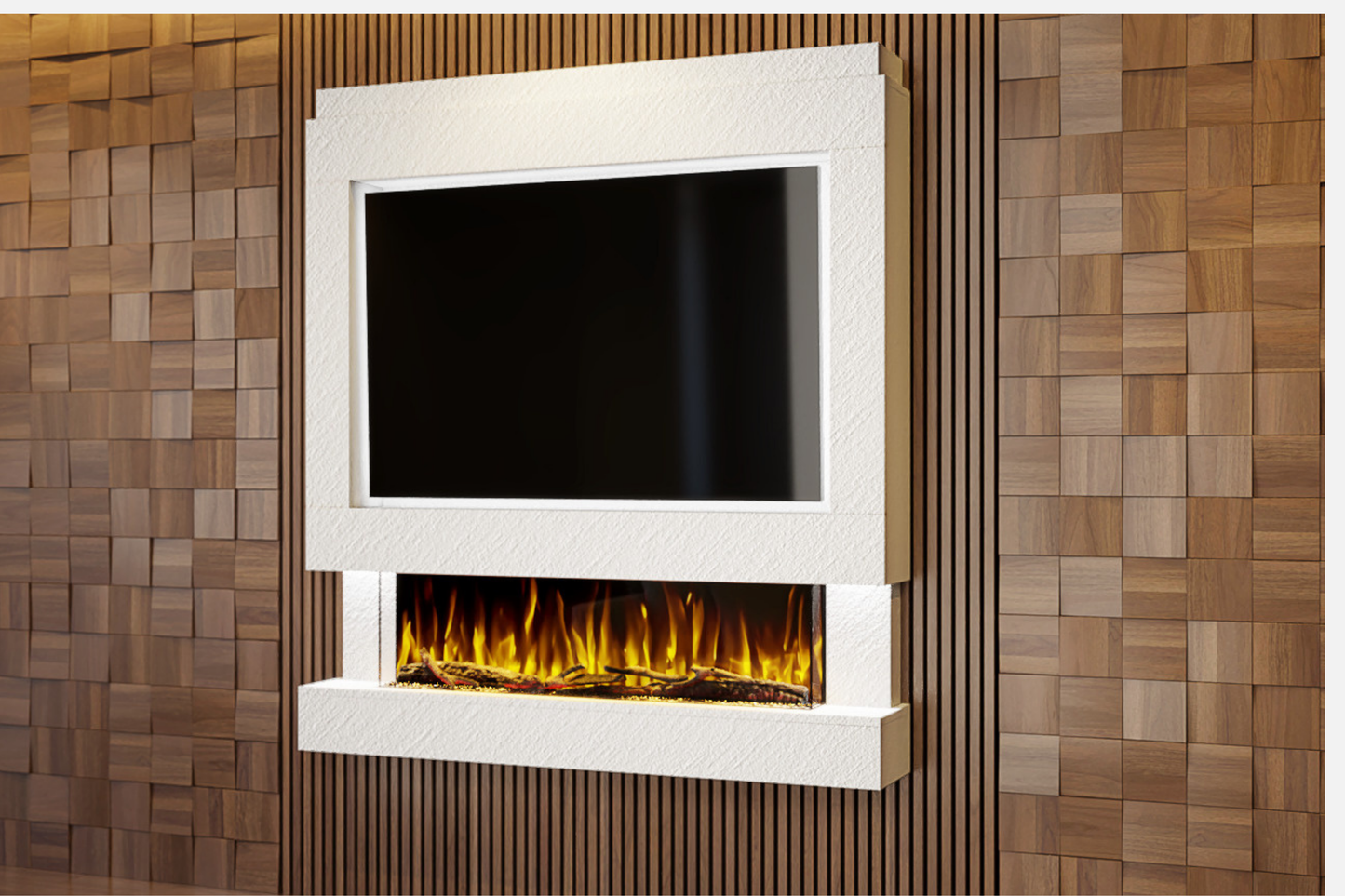 Evolution Fires Package 4 – Pre-Built Media Wall with Electric Fireplace