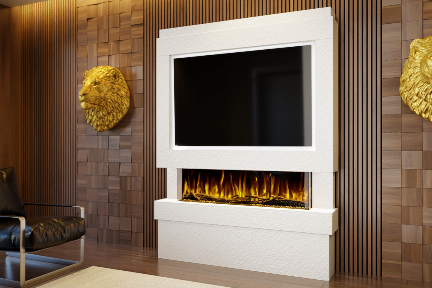 Evolution Fires Package 5 – Pre-Built Media Wall with Electric Fireplace
