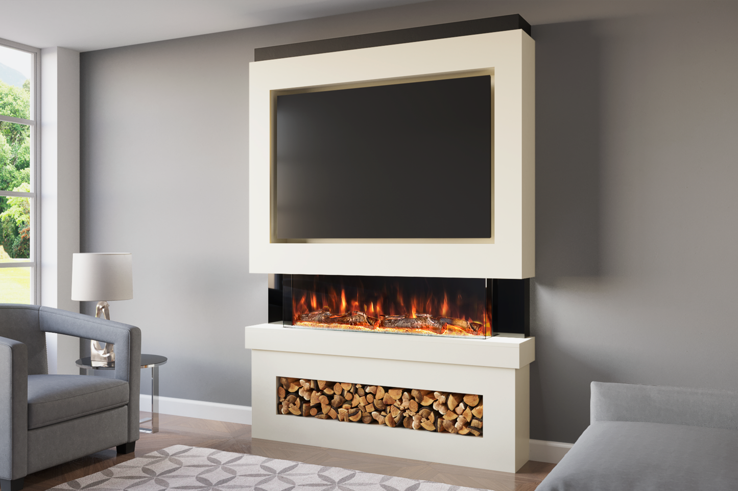 Evolution Fires Package 6 – Pre-Built Media Wall with Electric Fireplace
