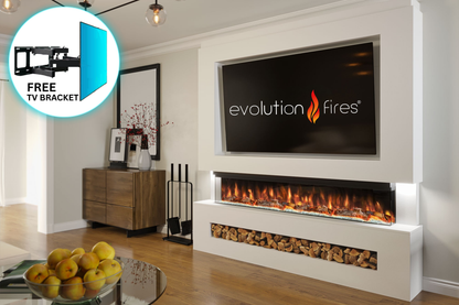 Evolution Fires Package 7 – Pre-Built Media Wall with Electric Fireplace