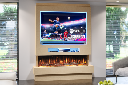 Pre-Built Media Wall With Electric Fireplace by Evolution Fires