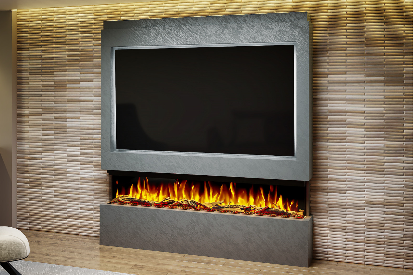 Evolution Fires Package 9 – Pre-Built Media Wall with Electric Fireplace