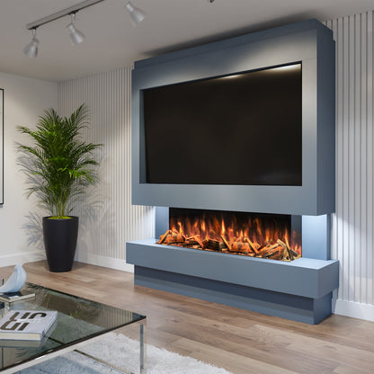 Evolution Fires Pre-built media wall with electric fireplaceEvolution Fires Pre-built media wall with electric fireplace