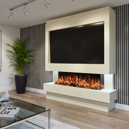 Evolution Fires Pre-built media wall with electric fireplace