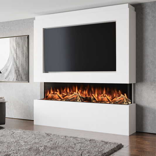 Evolution Fires Pre-built media wall with electric fireplace