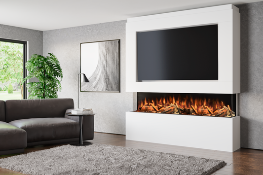 Pre-Built Media Wall With Electric Fire