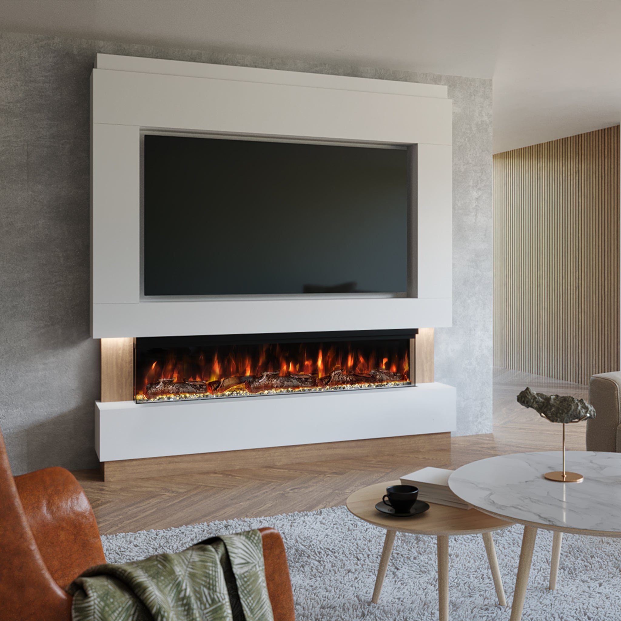 Pre-Built Media Wall with Electric fireplace - Package 13 – Firefly ...