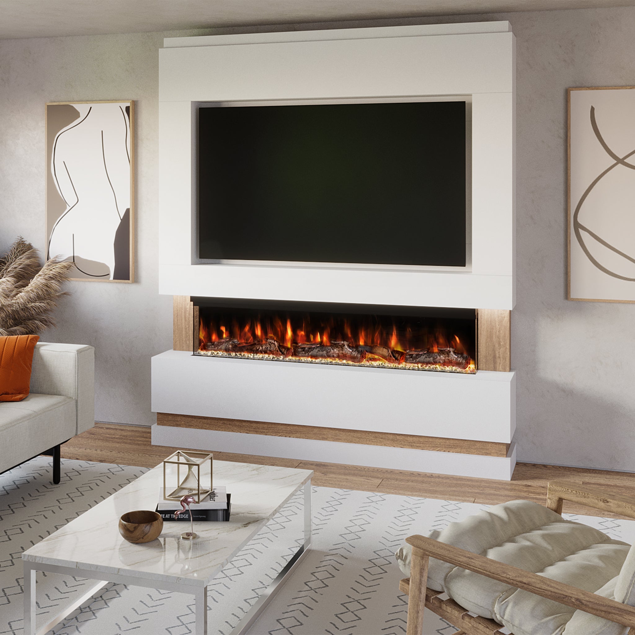 Living room wall units 2024 with fireplace