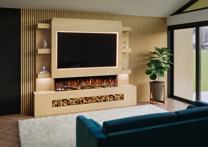 Pre-Built Media Wall With Electric Fire