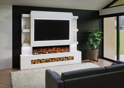 Pre-Built Media Wall With Electric Fire