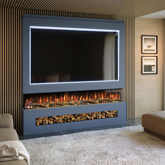 Evolution Fires Pre-built media wall with electric fireplace