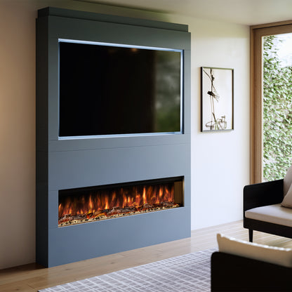 Evolution Fires Pre-built media wall with electric fireplace