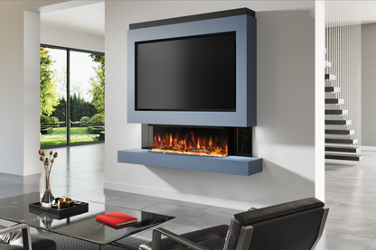 Pre-Built Media Wall With Electric Fire