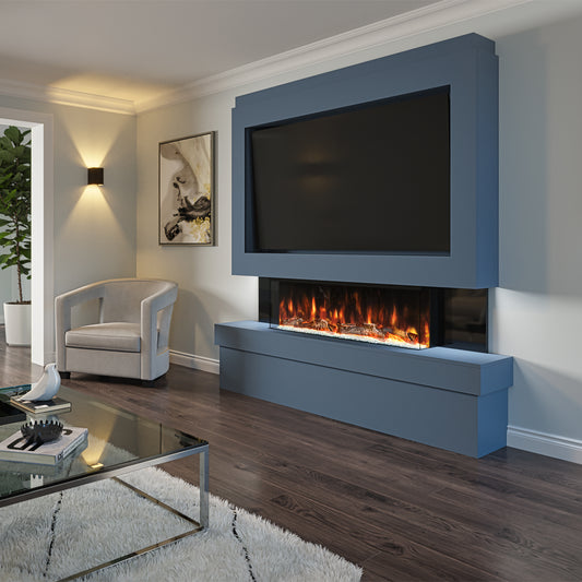 Evolution Fires Pre-built media wall with electric fireplace