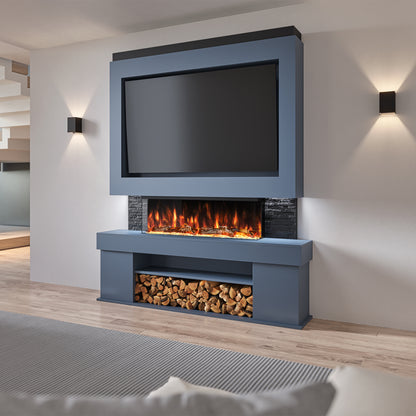 Evolution Fires Pre-built media wall with electric fireplace